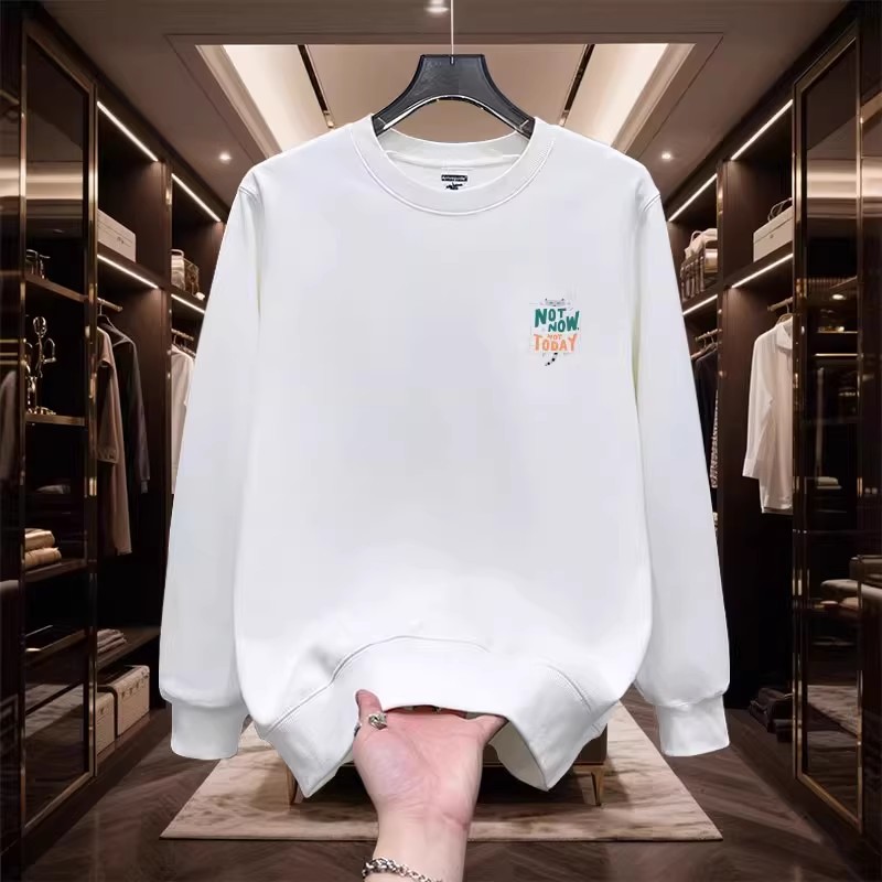 香港正品潮牌秋冬简约字母纯色打底衫男女款纯棉宽松加绒圆领卫衣