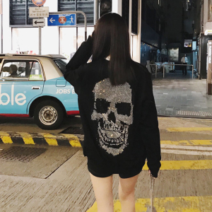 欧美正品骷髅头男女潮牌秋冬后背