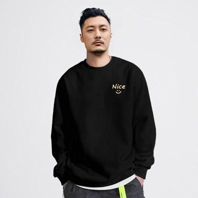 香港正品潮牌秋冬余文乐Nice笑脸休闲打底衫男款加绒纯棉圆领卫衣