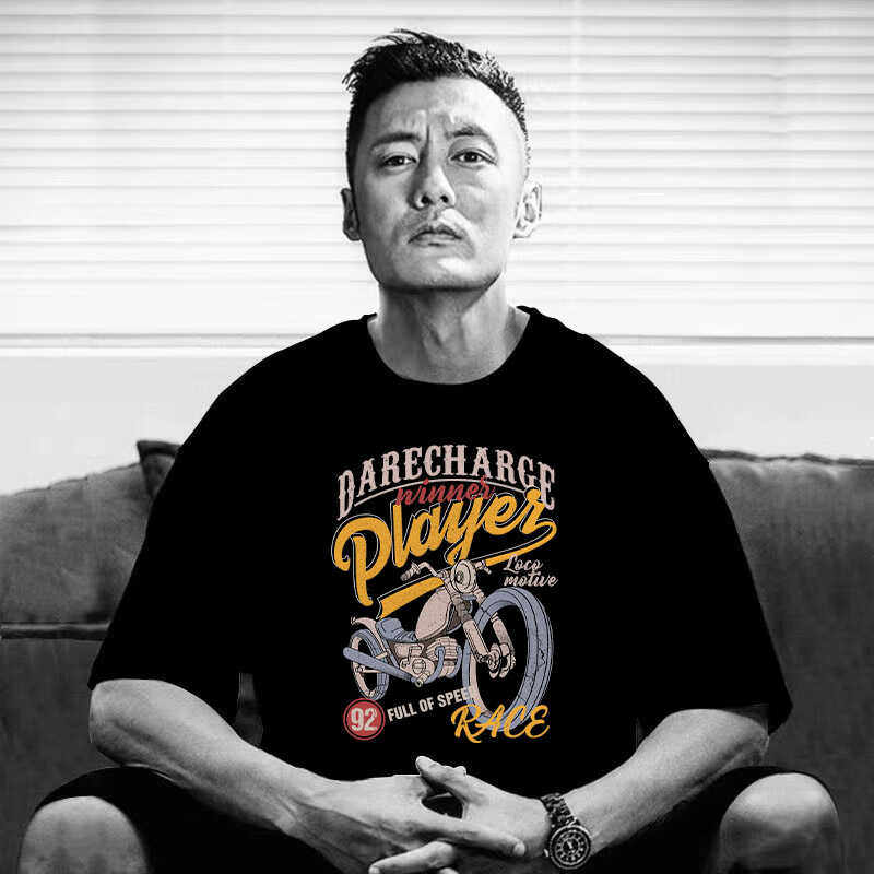 香港正品潮牌夏季余文乐机车摩托车休闲半袖男女纯棉宽松短袖T恤