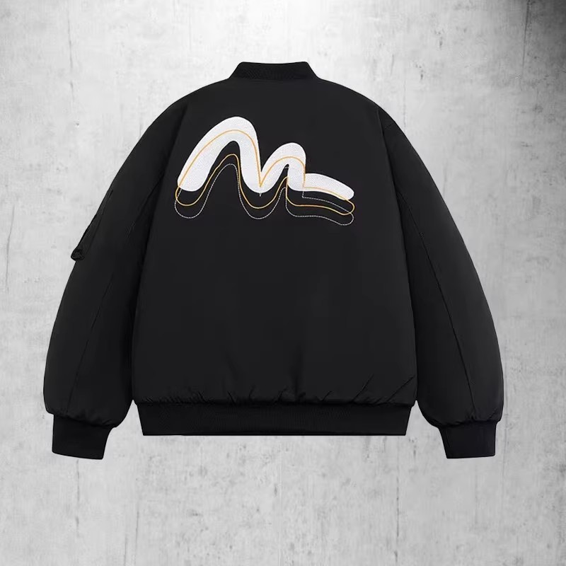 香港正品潮牌秋冬刺绣大M纯色飞行棒球服男女款加厚棉衣夹克外套