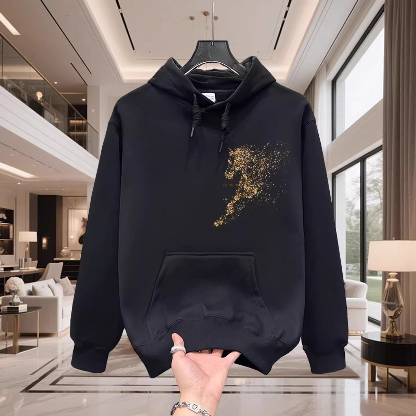 香港正品潮牌秋冬马年波点小马上衣男女纯棉加绒宽松连帽卫衣