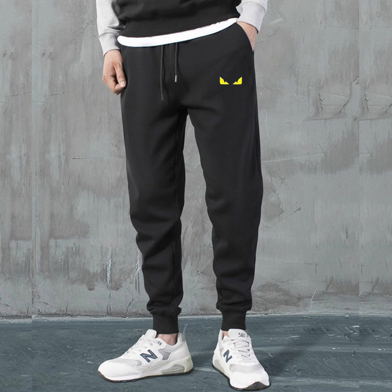 香港正品潮牌夏季黄色小眼睛运动裤男女款加绒纯棉小脚裤长裤卫裤