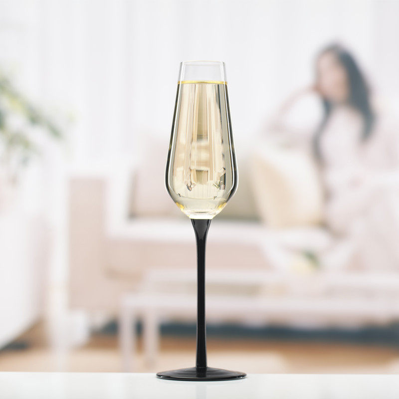 包邮新款创意婚礼黑领节葡萄酒杯香槟杯起泡酒杯甜酒杯