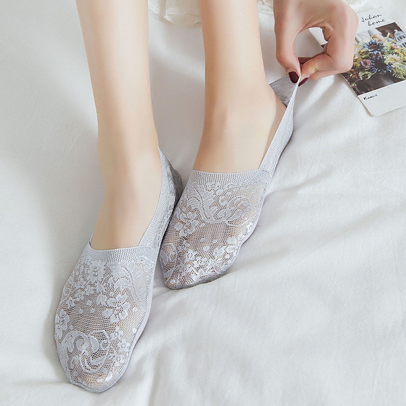 满200减20夏天丝袜女薄款肉色蕾丝浅口袜隐形袜女士脚底纯棉船袜