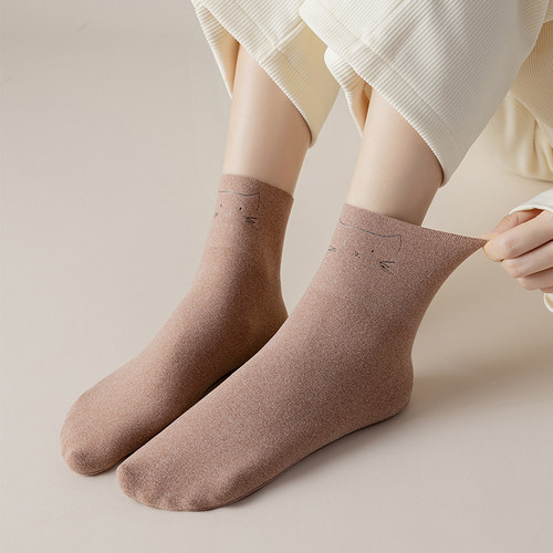 袜子女春秋聚热保暖可爱猫咪短靴