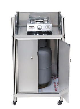 可移动煤气罐置物架围挡款带柜门不锈钢灶台架子落地式带门可上锁