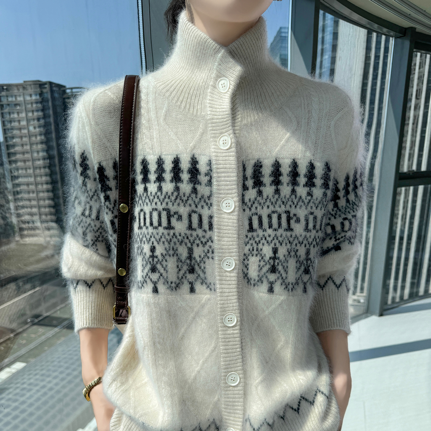 【立领两穿羊绒衫】软糯0压羊毛毛针织衫开衫上衣25冬新外套显瘦