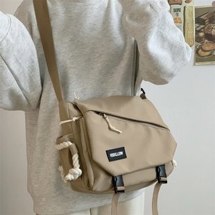 机能通勤大容量邮差包男大学生上课单肩斜挎包女 日系ins原宿工装