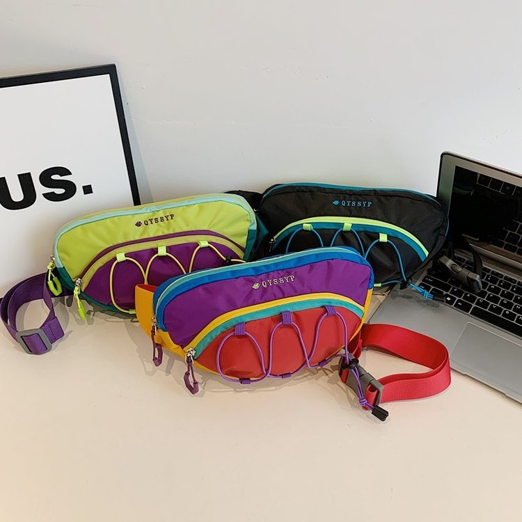 户外山系运动胸包男女百搭休闲撞色单肩斜挎包爬山骑行腰包