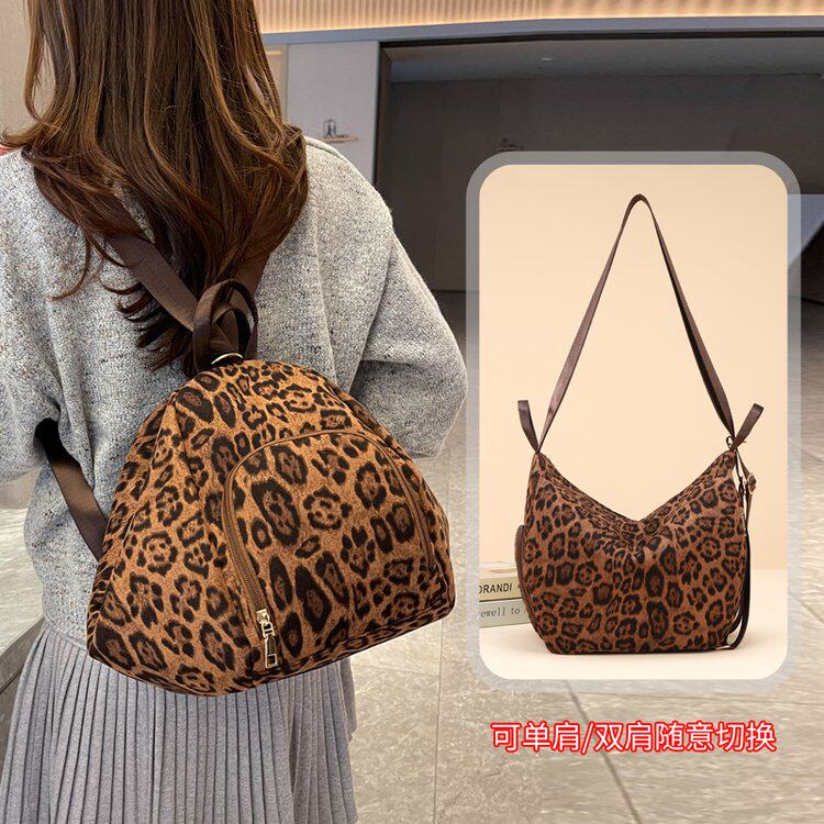 托特包简约风豹纹文艺风单肩包肩包腋下百搭韩版双肩大容量女士包