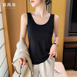 宽松U领吊带背心女带胸垫夏季慵懒风遮副乳西服内搭美背打底上衣