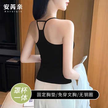 黑色挂脖美背小吊带背心女内搭夏