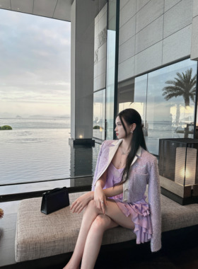 Elyssa紫雾流光 气质温柔紫偏光亮片精致小香风时尚拼接通勤外套