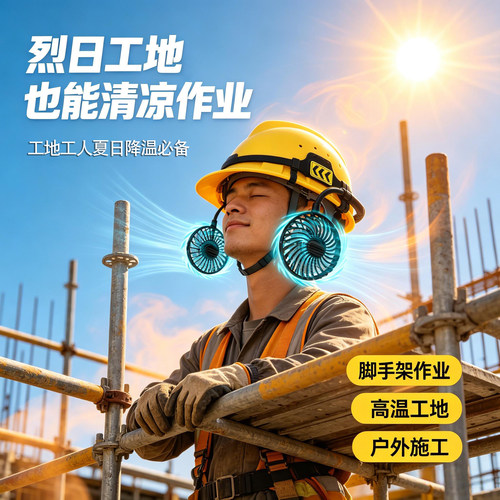 安全帽风扇外置工地专用适配器防晒遮阳可拆卸电池无需太阳能633