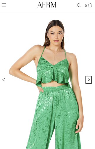 美系AFRM Paily Peplum Crop Top Green Floral织花吊带 不退换