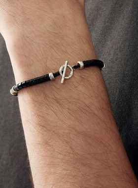 AC黑玛瑙手链纯银串珠小众叠戴细简约新中式国潮风男女情侣款