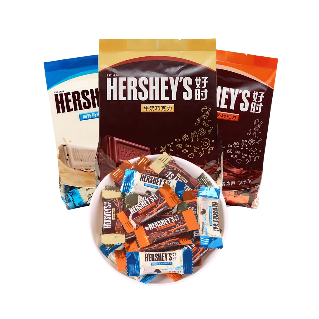 进口HERSHEY'S好时牛奶巧克力巴旦木曲奇奶香排块混合口味袋装