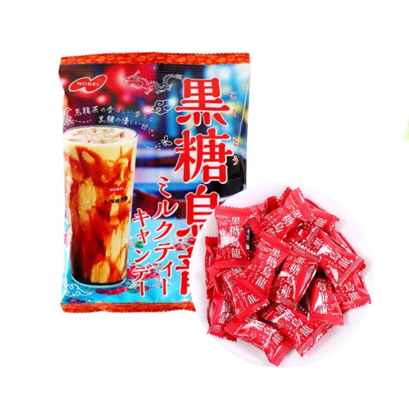 日本进口 NOBEL/诺贝尔黑糖乌龙奶茶味糖果休闲喜糖硬质糖果67.5g