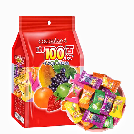 进口LOT100份一百份芒果什锦果汁软糖水果橡皮糖QQ糖零食1000g