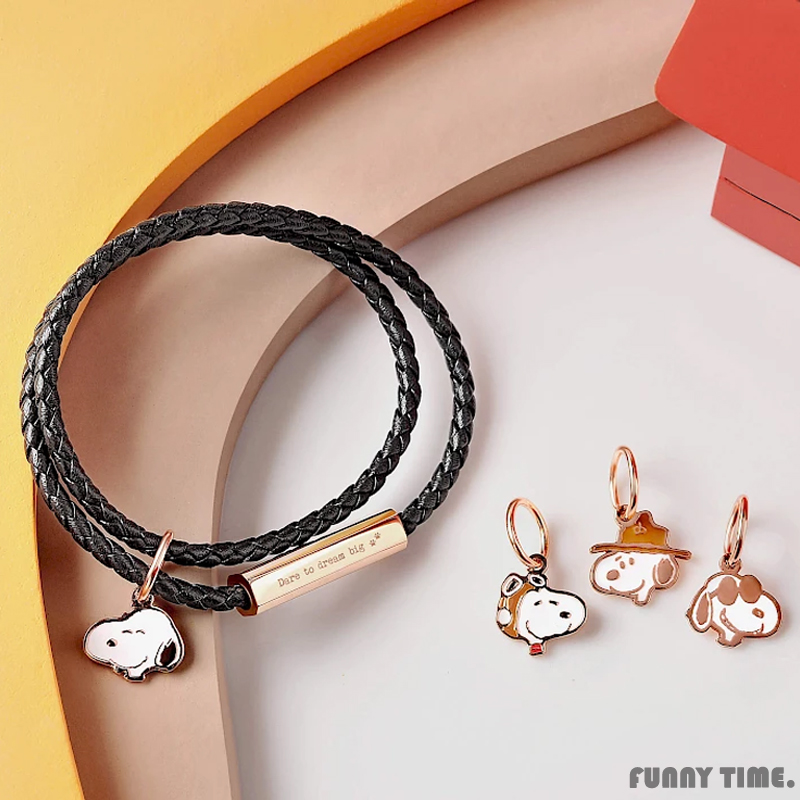 Crudo情侣史努比合作款皮革手绳