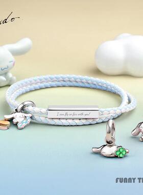 香港代购Crudo Leather玉桂狗编织皮手链贝母情侣手绳闺蜜生礼物