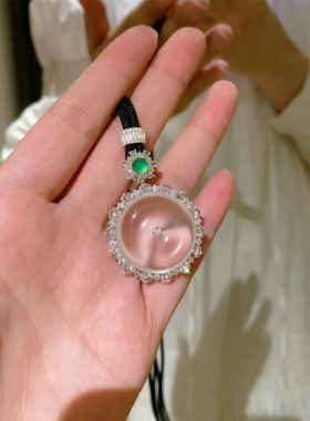 国风觉醒新中式水沫玉圆花头平安扣吊坠