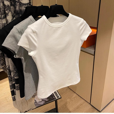 深圳南油女装~渠道货~收腰显瘦 高密织定制棉 正肩修身t恤女上衣