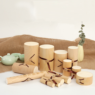 茶叶圆筒实木礼盒加厚高端茶叶罐定制logo蛋糕包面甜圈中式 盒 包装