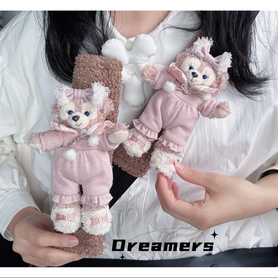 懒懒雪莉玫卡通公仔麻布艺女生车载好物安全带护肩保护套棕色防磨