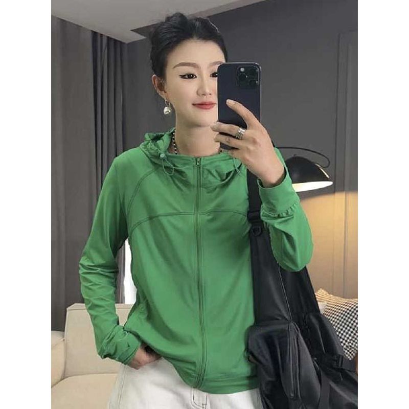 欧货时尚连帽防晒衣女2025夏季新款轻薄透气简约休闲百搭上衣外套