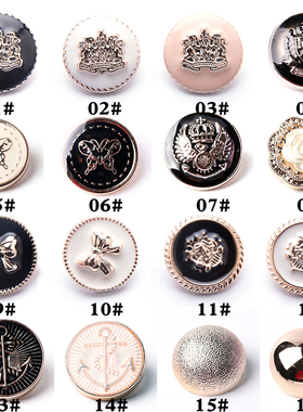 男士女士西装外套纽扣圆形大衣黑色白色点油电镀塑料金色钮扣