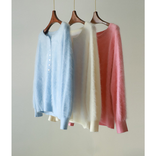 PALO WIETING|羊绒衫|品质控半开圆领落肩款拉绒山羊绒针织上衣