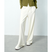 松紧腰头系带羊绒混纺加绒直筒长裤 PALO WIETING｜厚暖针织裤