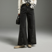 PALOWITING｜牛仔裤 脚长裤 ｜意大利设计师工装 斜扭缝线阔腿宽裤