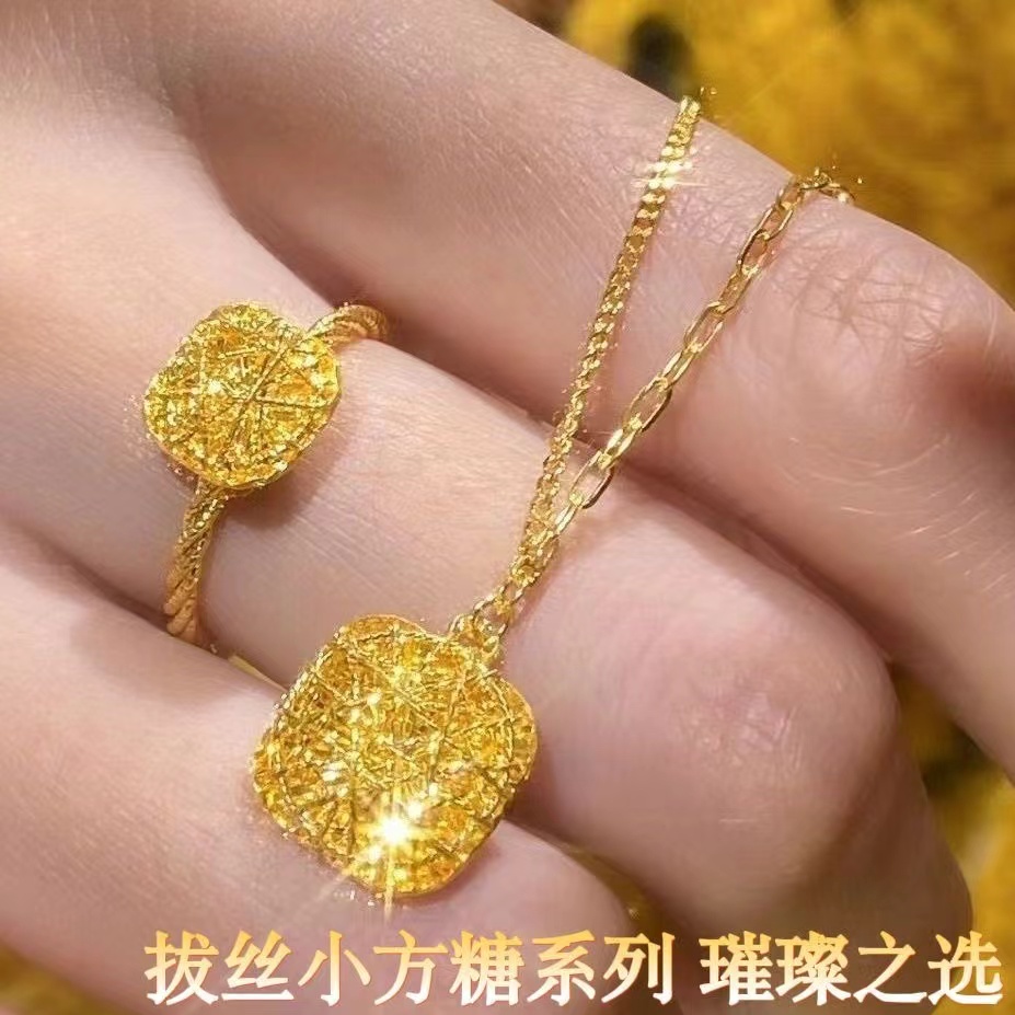 爆款&小方糖项链女戒指耳钉