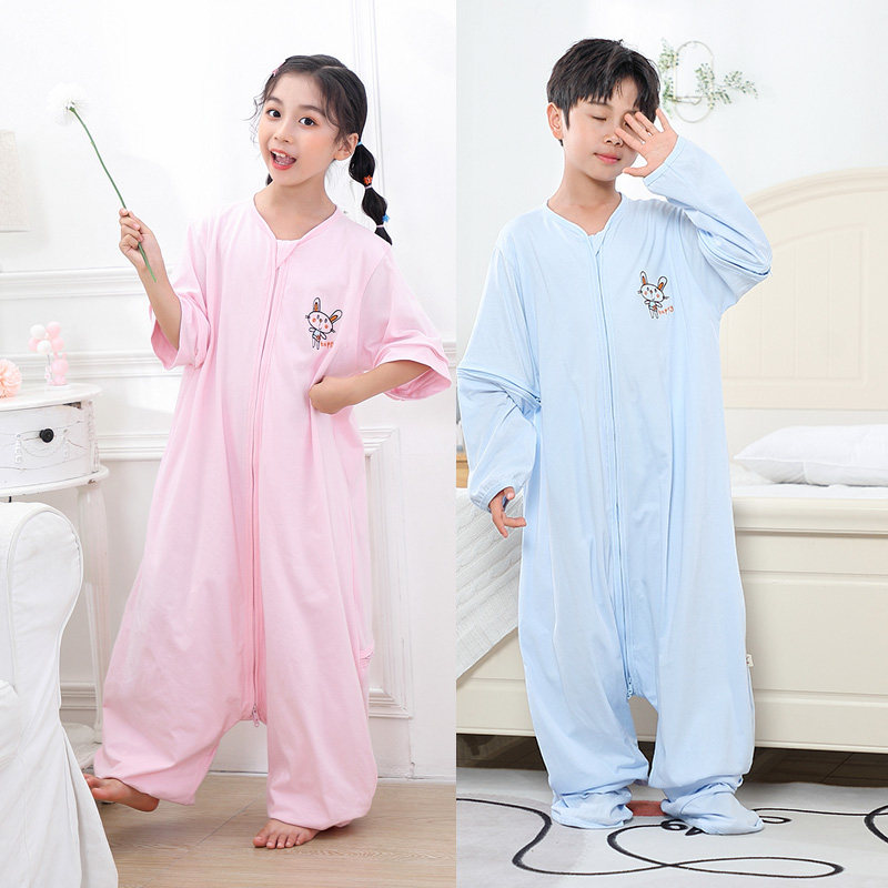 夏季单层分腿睡袋凉爽纯棉儿童防踢被幼儿大童孩子分脚薄长袖短袖