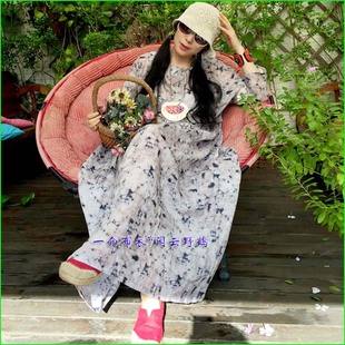 一介布衣*闲云野鹤原创高质量苎麻定制面料浪漫宽松显瘦连衣裙