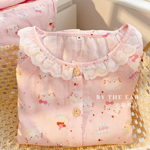 纯棉双层纱布薄款睡衣家居服套装