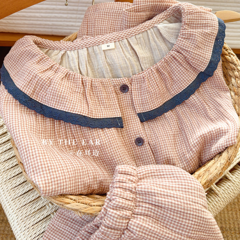 森系暮秋｜甜美娃娃领睡衣女士春夏季纯棉双层纱布长袖家居服套装