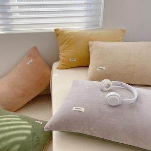 在耳边北欧风牛奶绒双拼枕头套秋冬加厚保暖毛绒48 74cm单只枕套