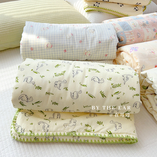 在耳边｜全棉A类双层纱夏被10%大豆纤维纯棉儿童被子可水洗空调被