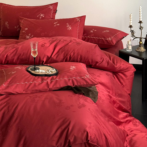 婚庆床品60s贡缎结婚套件