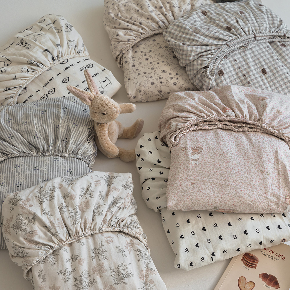 小清新全棉水洗数码印花磨毛床笠单件席梦思床垫保护罩加厚保暖