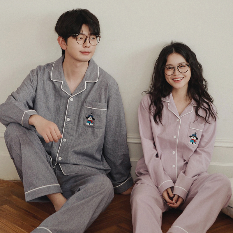 际遇｜日系秋冬款纯棉磨毛绒布家居服情侣睡衣长袖男士家居服套装