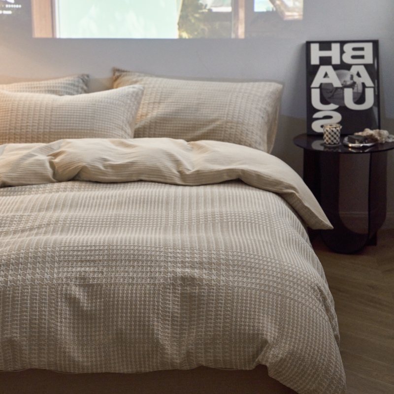 复古千鸟格四件套全棉简约风