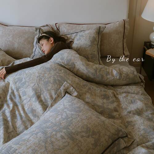 四件套纯棉100S色织提花复古