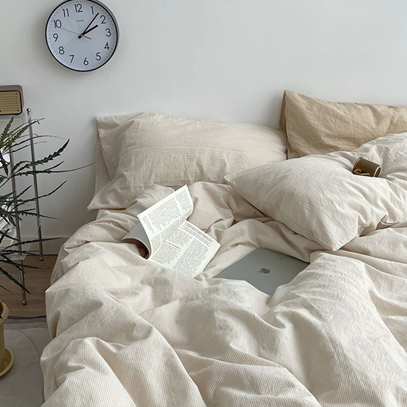 床单床笠四件套棉森系色织水洗棉