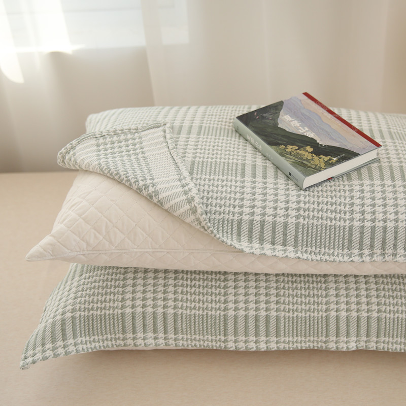在耳边枕巾防滑简约千鸟格纯棉