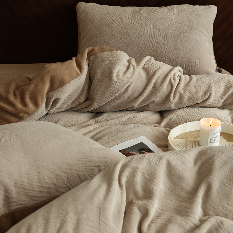 秋冬保暖牛奶绒四件套美拉德